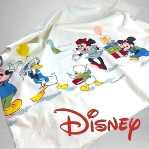 Vintage 60’s Wamsutta Disney Twin Flat Sheet Mickey Mouse Picnic Band Party
